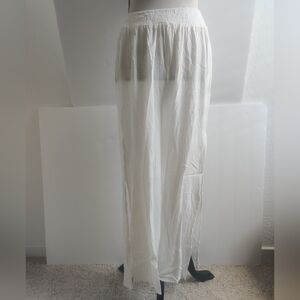 🆕 Kiwi & Punch White elastic high-rise waist semi-sheer flowy beach pants_MD&LG